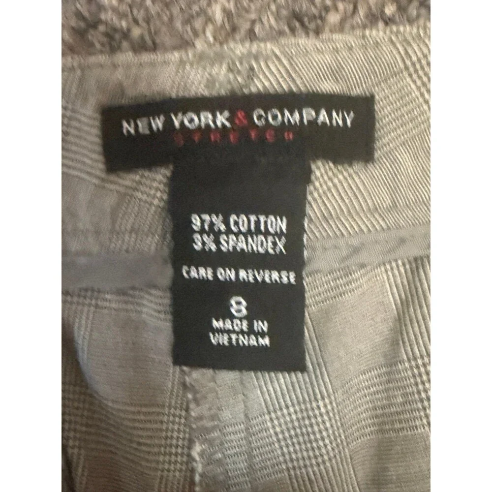 NY&C Bermuda Shorts Womens 8 Gray Plaid Stretch Career Summer Walking Sz 8 - Picture 3 of 5